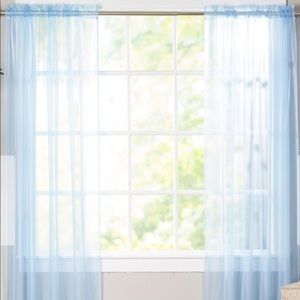 4 Curtain panels blue sheer 84 length 60 wide